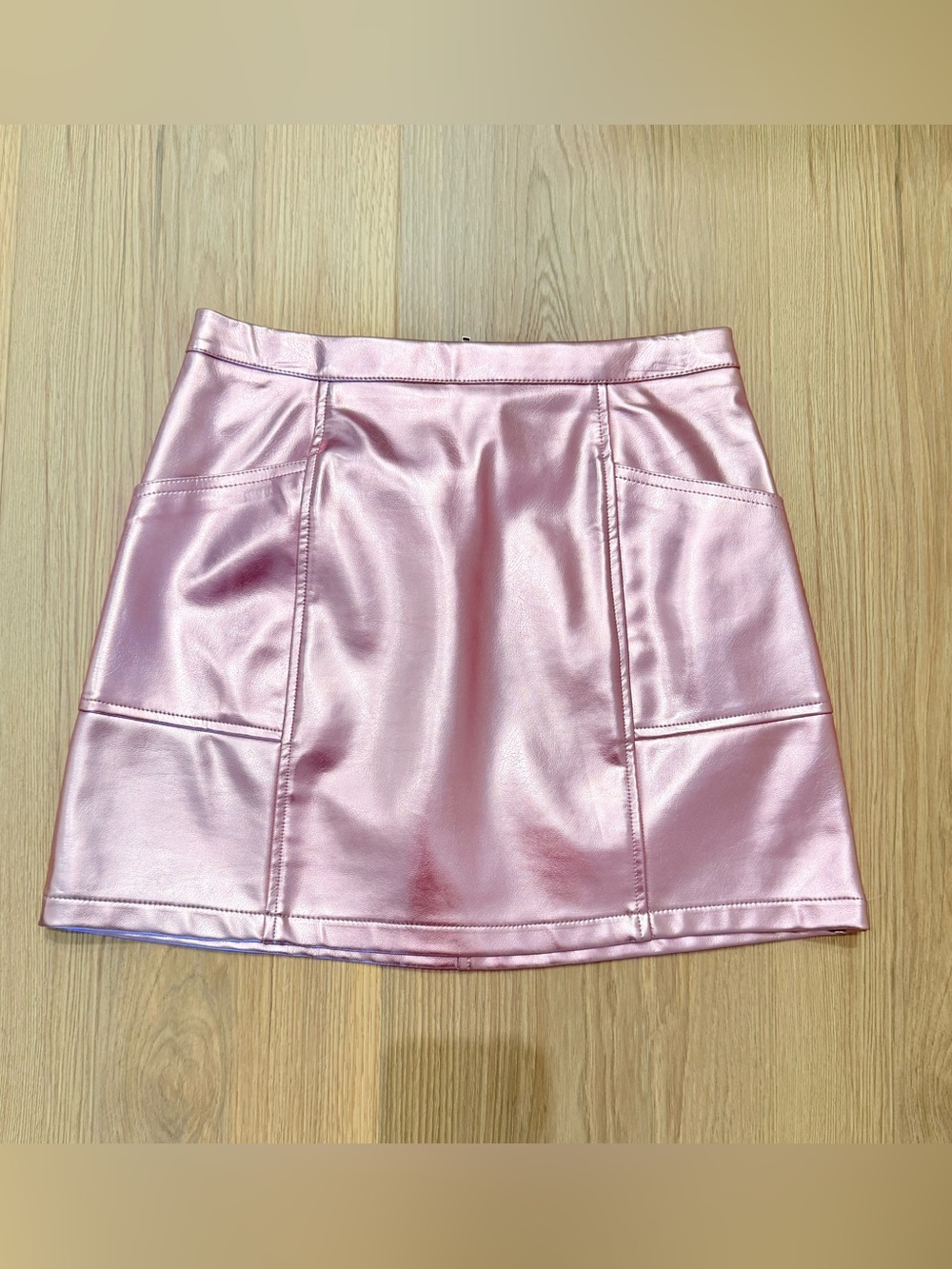 art class Metallic Pink Faux Leather A-Line Skirt- Girls 10-12